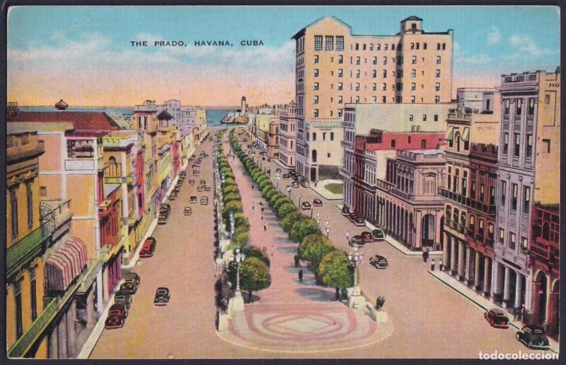 Cartes Postales: POS-1494 CUBA POSTCARD 1937 HAVANA PASEO DEL PRADO PROMENADE.