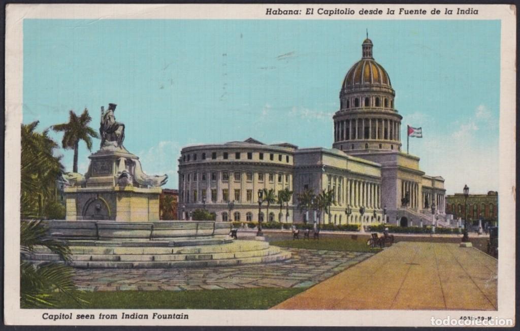 Postkarten: POS-1617 CUBA POSTCARD 1951 CAPITOL & INDIA FOUNTAIN TO USA. CAPITOLIO Y FUENTE DE LA INDIA