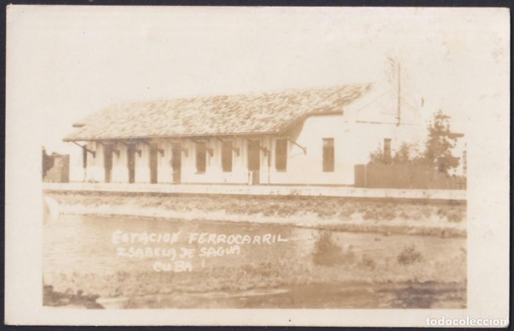 Postkarten: POS-956 CUBA POSTCARD CIRCA 1930 RAILROAD STATION ISABELA DE SAGUA ESTACION FERROCARRIL .