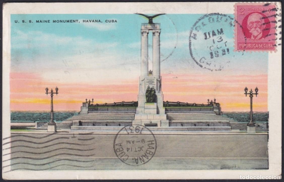 Postkarten: POS-1710 CUBA POSTCARD 1931 USS MAINE SHIP MONUMENT HOLGUIN TO US. MISSENT TO VERO BEACH.