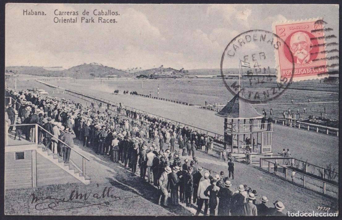 Postkarten: POS-1666 CUBA1924 POSTCARD HORSE RACE ORIENTAL PARK TO BELGIUM.