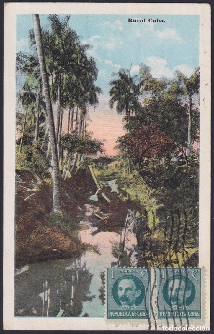 Postkarten: POS-1712 CUBA POSTCARD 1925 RURAL RIVER PALM LANDSCAPE PAISAJE.