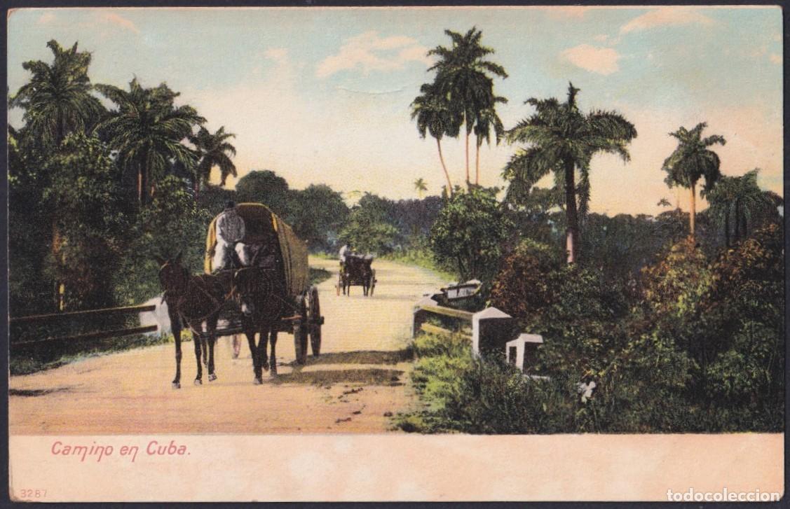 Postales: POS-1694 CUBA POSTCARD CIRCA 1902 CAMINO CAMPESTRE CARRETON DE CABALLOS UNUSED.