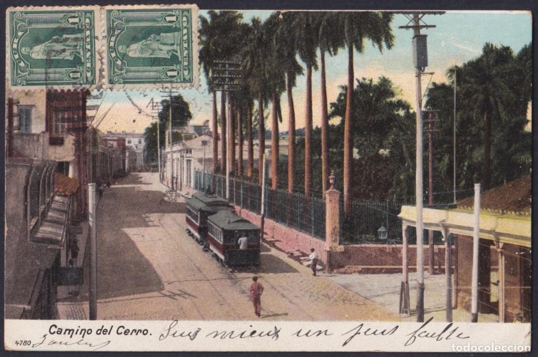 Postales: POS-1729 CUBA 1907 POSTCARD HAVANA CALZADA DEL CERRO RAILWAYS TRANVIA.