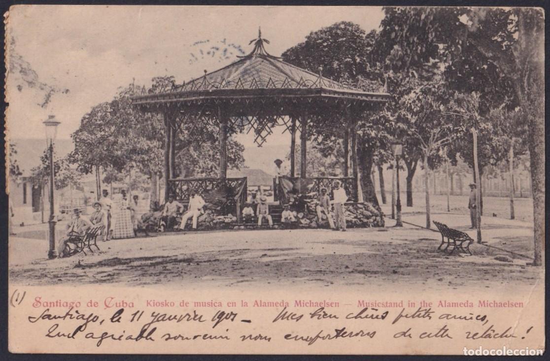 Postales: POS-1722 CUBA 1902 RARE POSTCARD SANTIAGO DE CUBA MUSICSTAND MICHELSEN STREET.