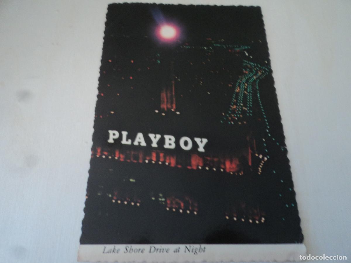 Postkarten: lake shore drive at night, playboy chicago ed. plastichrome, circulada 1970