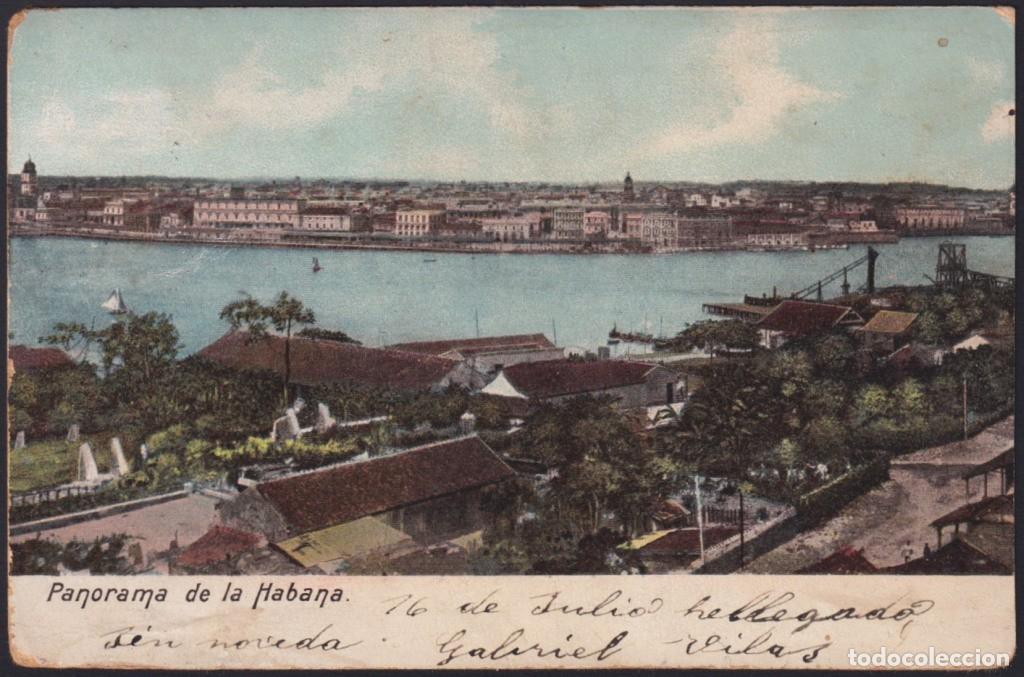 Postcards: POS-1822 CUBA POSTCARD 1903 LANDSCAPE OF HAVANA HARBOR TO SPAIN.