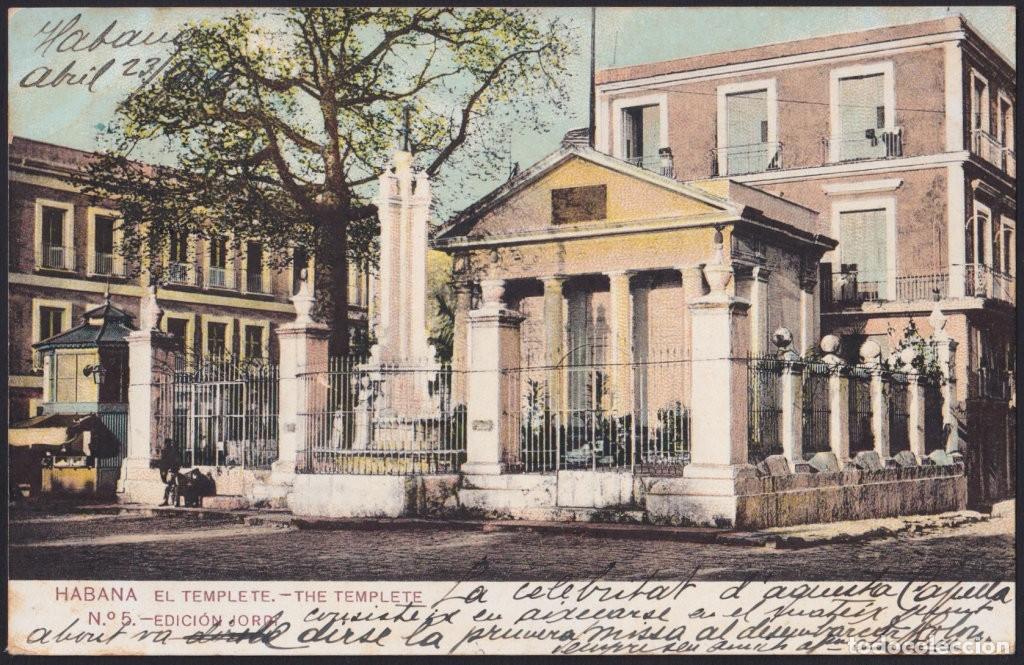 Postcards: POS-1824 CUBA POSTCARD 1906 EL TEMPLETE, HAVANA TO SPAIN.