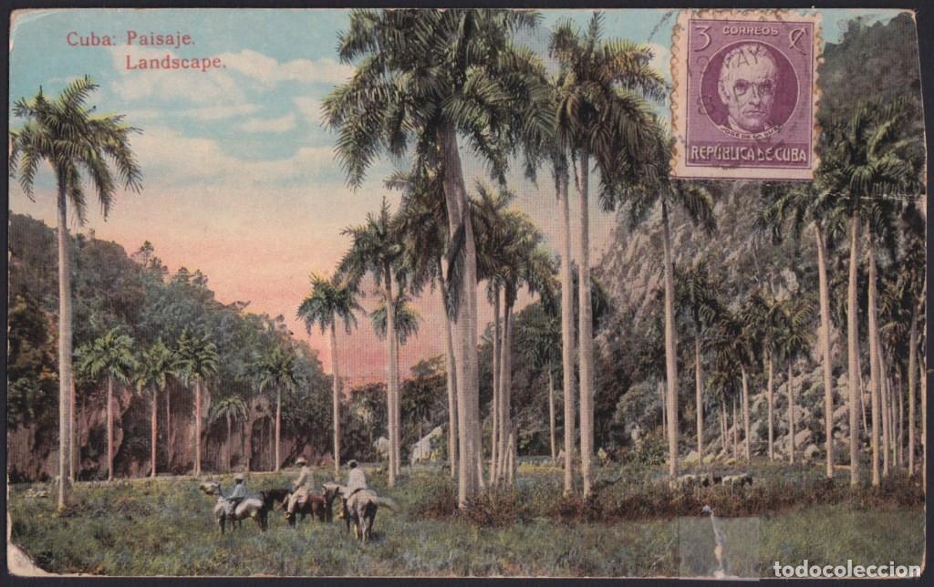Postcards: POS-1828 CUBA POSTCARD 1919 3c PAISAJE CUBANO CUBAN LANDSCAPE TO SPAIN.