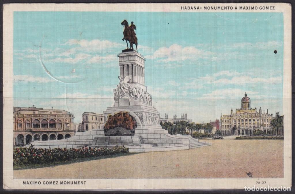 Postcards: POS-1852 CUBA POSTCARD CIRCA 1940 CENSORSHIP MARK MAXIMO GOMEZ PARK MONUMENT.