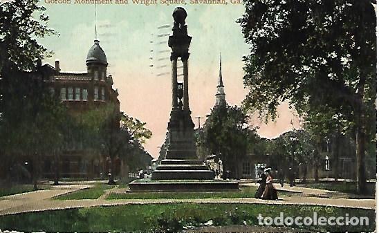 Postales: SAVANNAH, GA. - GORDON MONUMENT AND WRIGHT SQUARE - CIRCULADA 1913