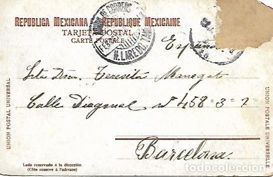 Postales: M&Eacute;XICO C. - 585. ESTATUE DE COLON - CIRCULADA 1908 - Foto 2