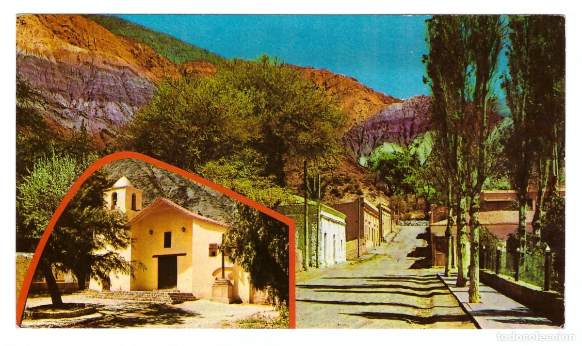 Postales: ARGENTINA &bull; PURMAMARCA - JUJUY &bull; CALLE T&Iacute;PICA E IGLESIA