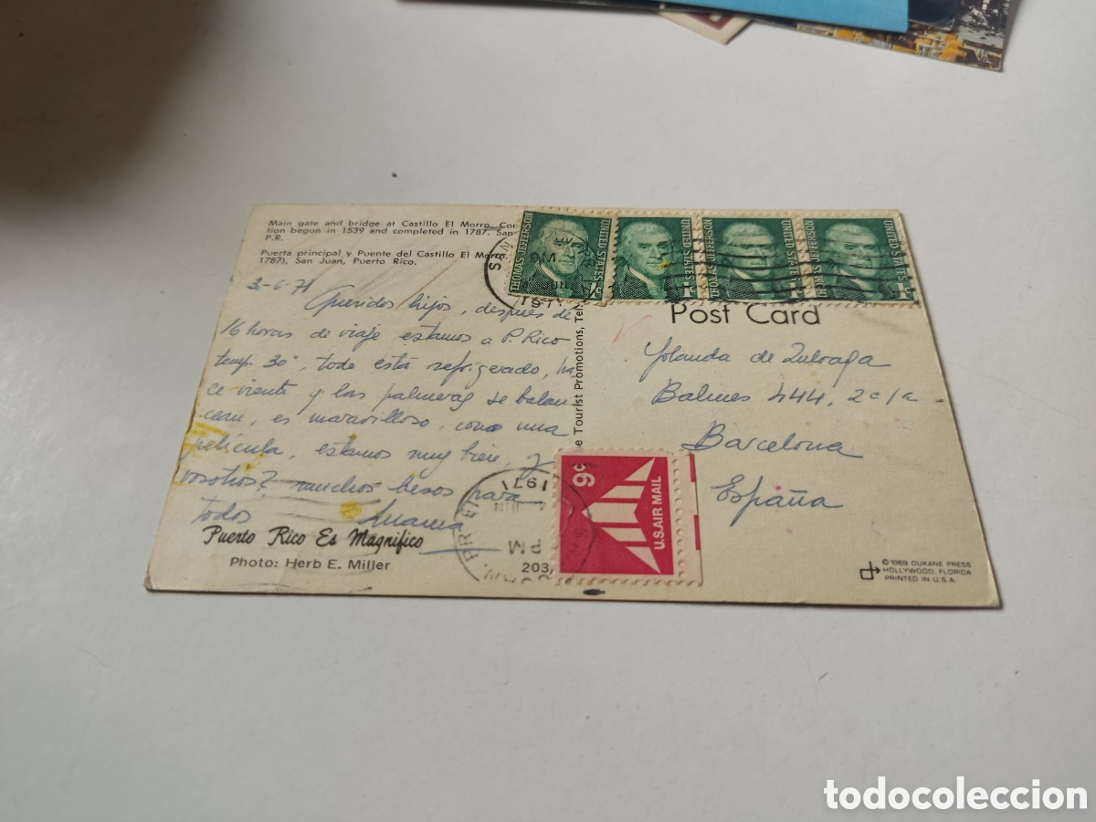 Postkarten: Postal Puerto Rico, castillo el morro sello us Air Mail