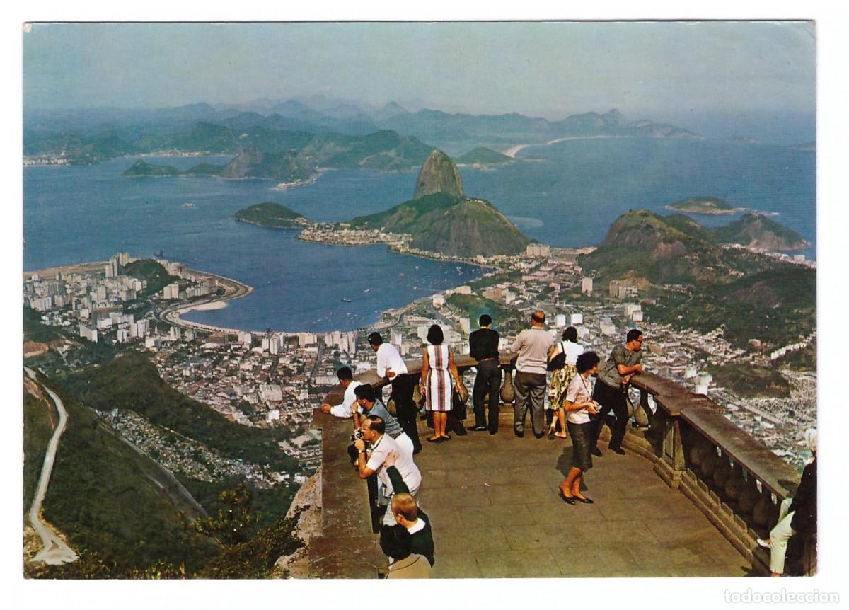 Postais: BRASIL &bull; RIO DE JANEIRO - GB &bull; VISTA DO ALTO DO CORCOVADO - AOS FUNDOS - P&Atilde;O DE A&Ccedil;UCAR