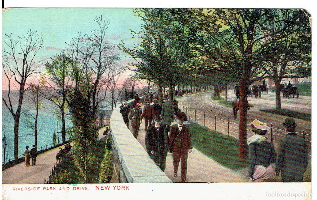 Postkarten: POSTAL ANTIGUA, EEUU, NEW YOTK, RIVERSIDE PARK AND DRIVE, CIRCULADA CON SU SELLO