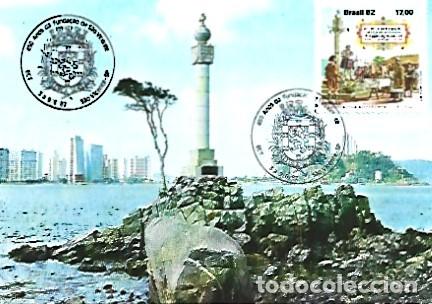 Cartoline: Brasil & Ma4ima, 450 A&ntilde;os de Fundaci&oacute;n de Ciudad de S&atilde;o Vicente, Isla Porchat, S. Vicente 1982 (23)