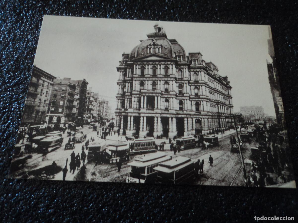 Cartoline: the old post office, with broadway, 1887, reditada 1976