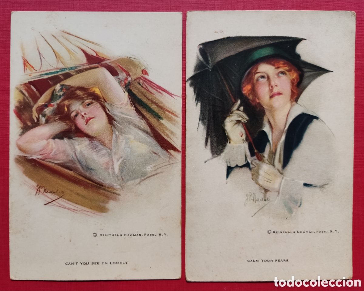 Cartoline: CLASSIC LADY OLD POSTCARD ILLUSTRATED C. 1920