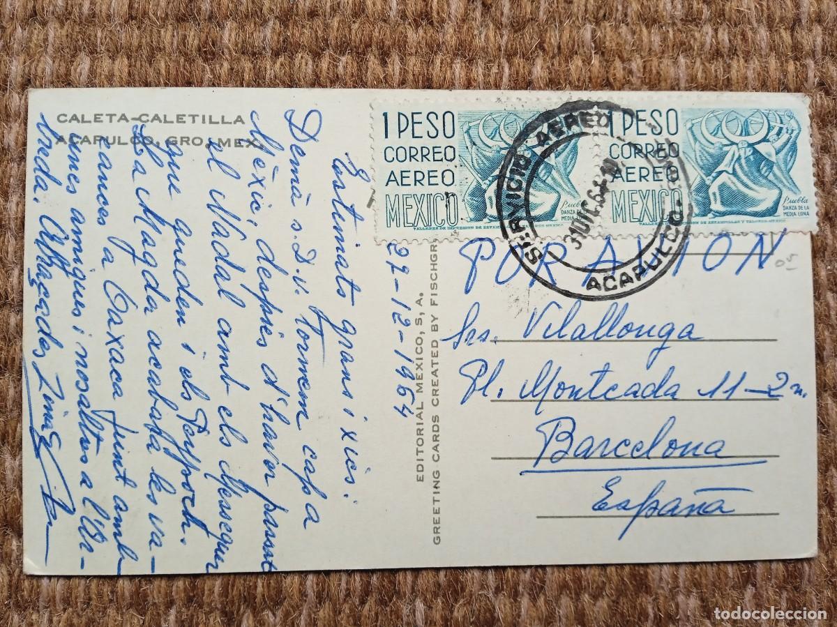 Postales: MEXICO - ACAPULCO - POSTAL CIRCULADA A ESPA&Ntilde;A 1964 - Foto 2