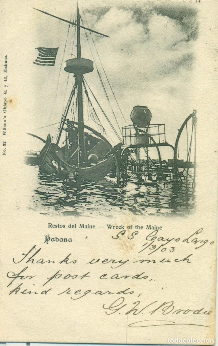 Postais: CUBA. HABANA. RESTOS DEL MAINE.CIRCULADA EN 1903. RARA.