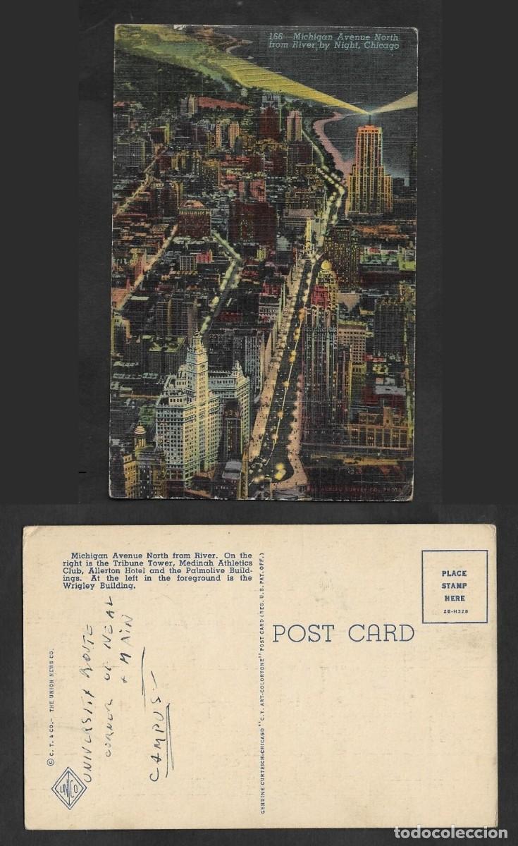 Cartoline: SD)USA POSTCARD NORTH MICHIGAN AVENUE FROM THE RIVER, CHIGADO NIGHT, UNCIRCULATED, VF