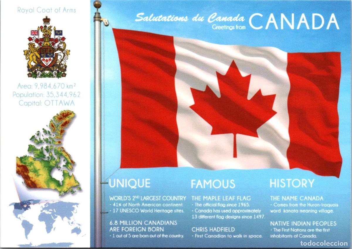 Postcards: Canad&aacute; - Bandera + Mapa + Escudo + Historia - Postcardsmarket PCM-0077 - 150x105mm