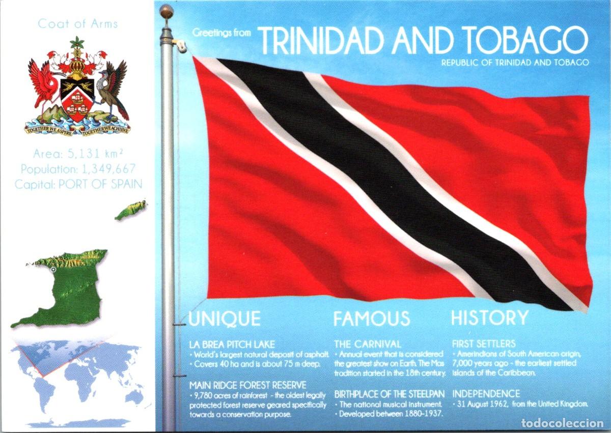 Postcards: Trinidad and Tobago - Bandera + Mapa + Escudo + Historia - Postcardsmarket PCM-0122 - 150x105mm