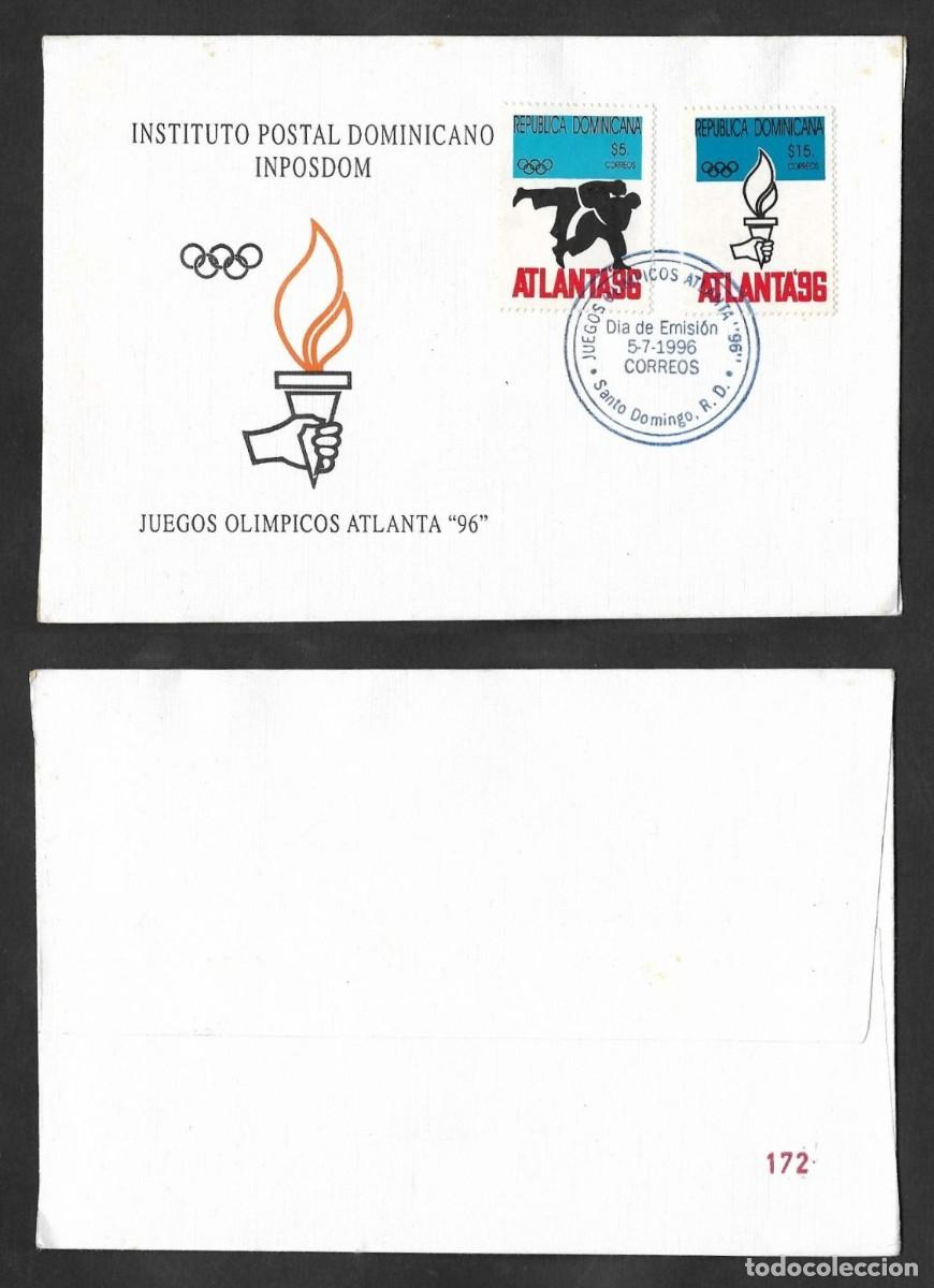 Cartes Postales: SE)1996 DOMINICAN R. ON FIRST DAY, ATLANTA '96 OLYMPIC GAMES, FIGHT, TORCH, XF