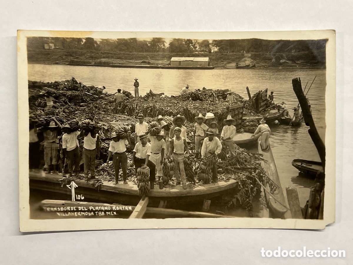 Postcards: M&Eacute;XICO. Postal animada Transbordo del Pl&aacute;tano. ROATAN Villahermosa. Tabasco.. (h.1910?)