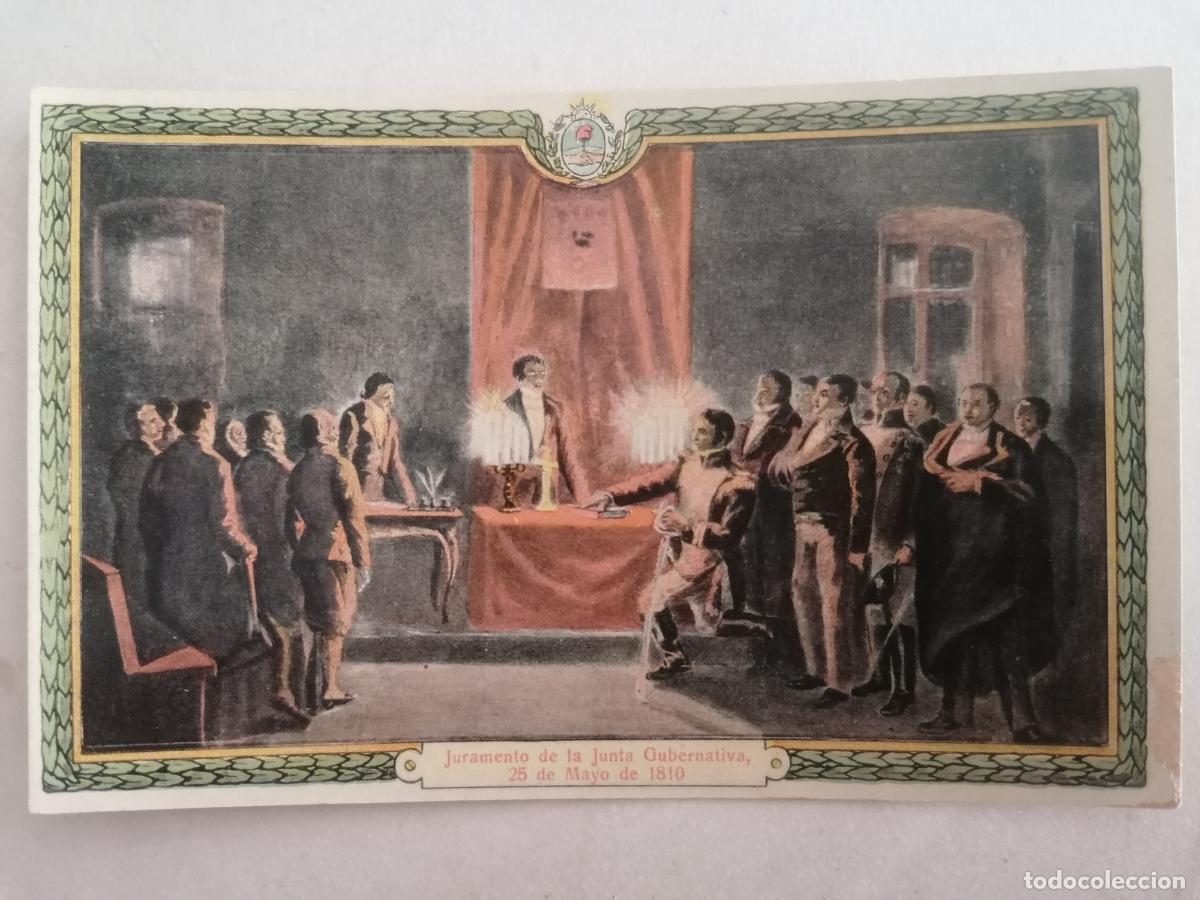 Postales: POSTAL PATRIOTICA ARGENTINA, JURAMENTO DE LA JUNTA GUBERNATIVA, MAYO 1810