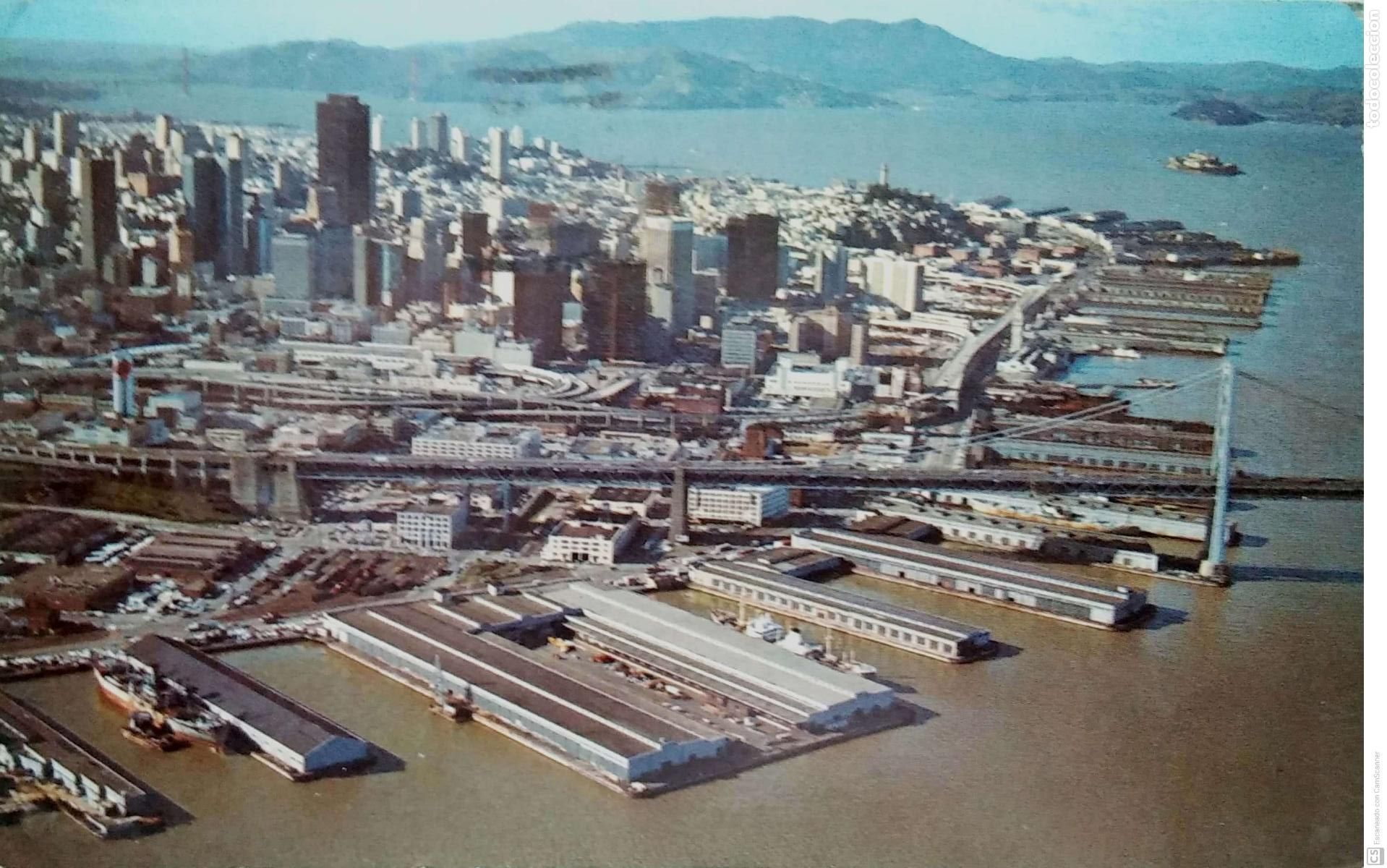 Postais: San Francisco (USA). Vista a&eacute;rea. Usada con sello. Color
