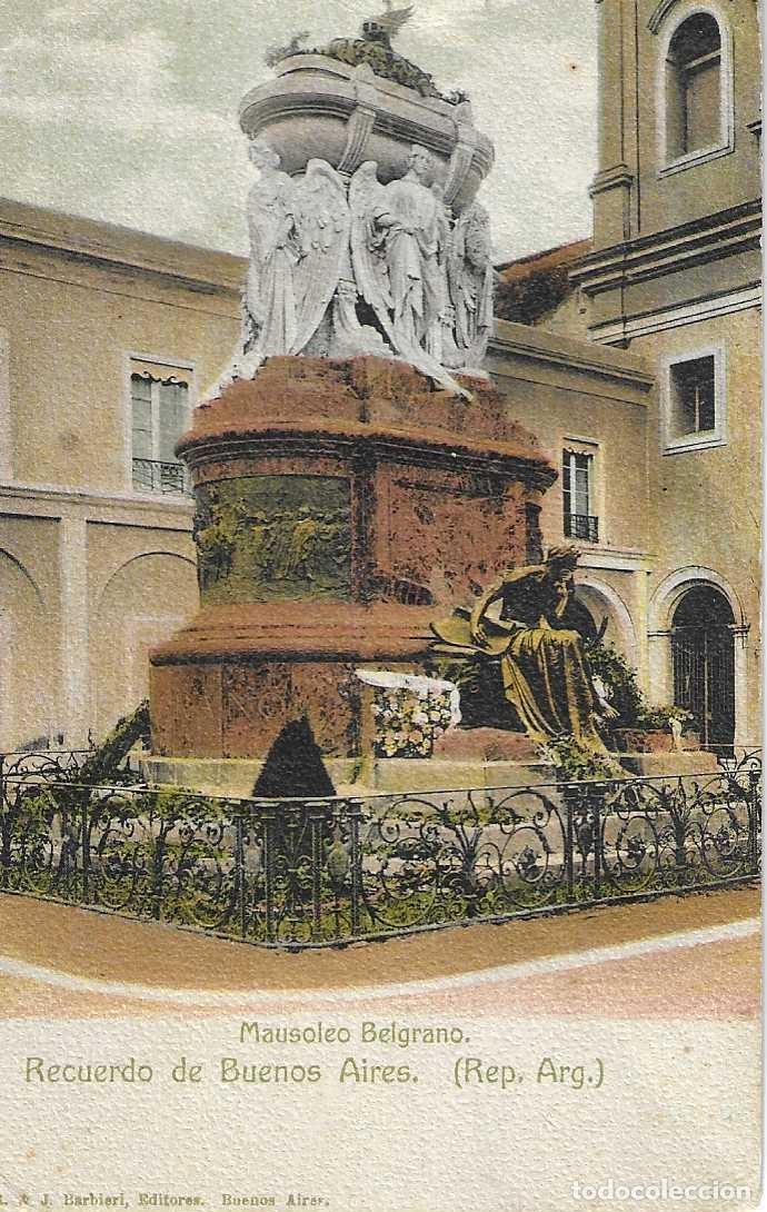 Postales: BUENOS AIRES - MAUSOLEO BELGRANO - R & J BARBIERI, EDITORES. BUENOS AIRES