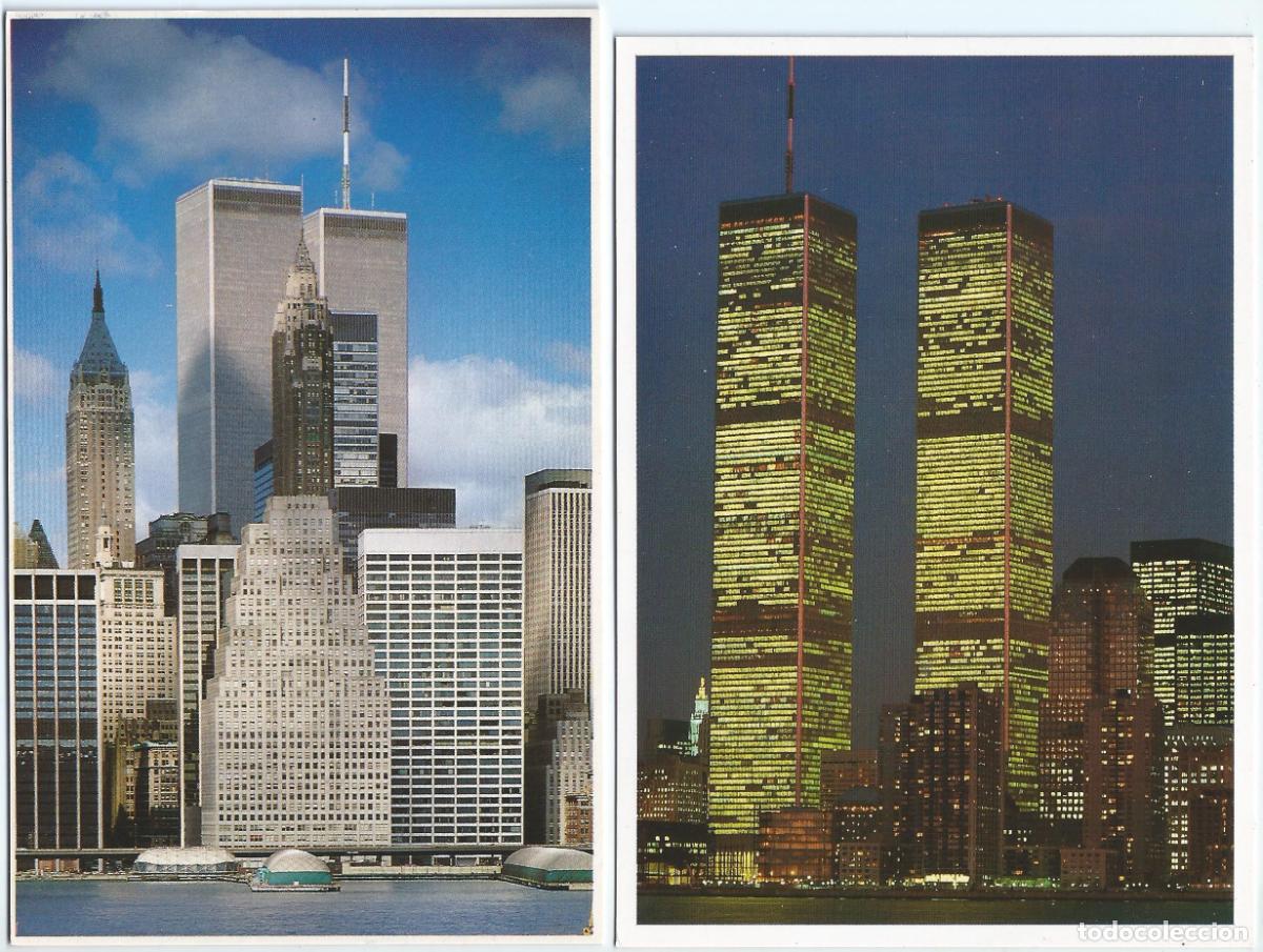 Postcards: Lote de 2 postales de las Torres Gemelas - World Trade Center - New York &iexcl;Sin circular!