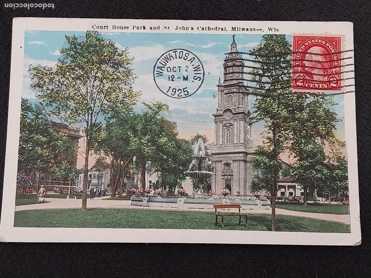 Cartes Postales: COURT HOUSE MILWAUKEE WISCONSIN 1925 ED E C KROPP MATASELLOS WAUWATOSA STAMP 2 CENTS ANIMADA