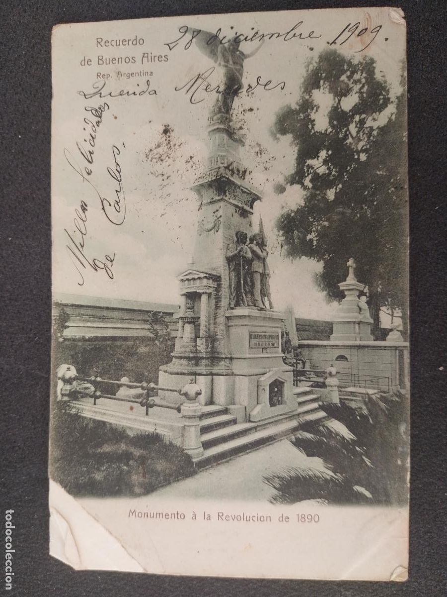 Postcards: MONUMENTO REVOLUCION BUENOS AIRES 1909 REPUBLICA ARGENTINA CIRCULADA ORIGINAL LEER DESCRIPCION