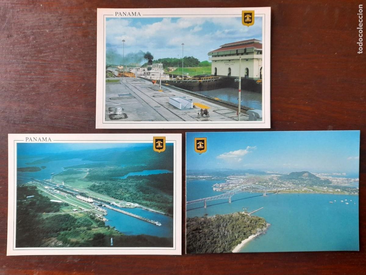 Cartoline: Una postal esclusas Miraflores y gatun Canal de Panama Puente Americas 3 trajetas a elegir