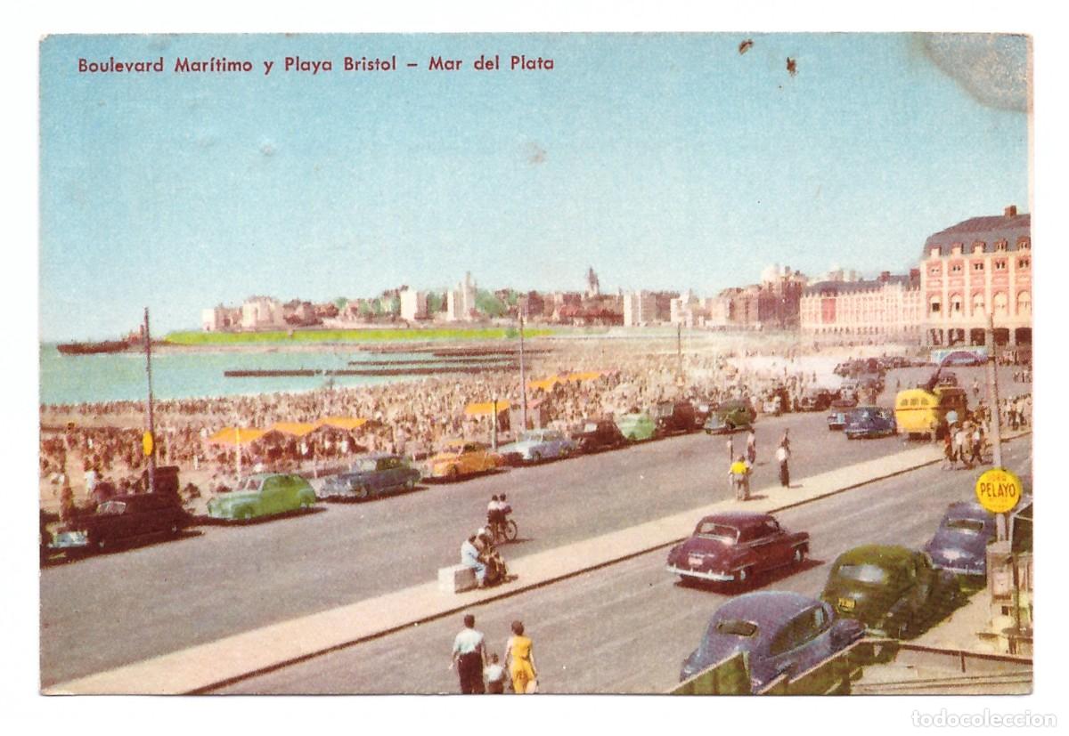 Postales: ARGENTINA &bull; Mar del Plata &bull; Boulevard Mar&iacute;timo y Playa Bristol - Foto 1