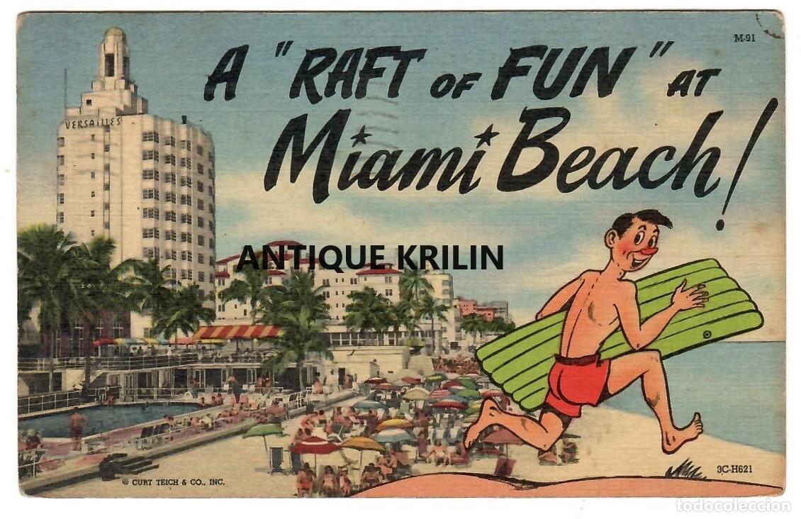 Postales: E.E.U.U. / POSTAL MIAMI BEACH / CIRCULADA 1954 - Foto 1