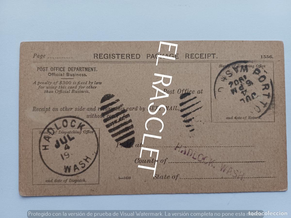 Postales: POSTAL REGISTERED. PACKAGE. RECEIPT - - Foto 1