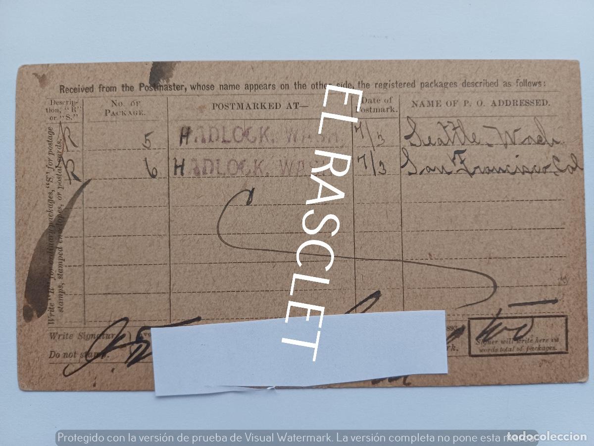 Postales: POSTAL REGISTERED. PACKAGE. RECEIPT - - Foto 2