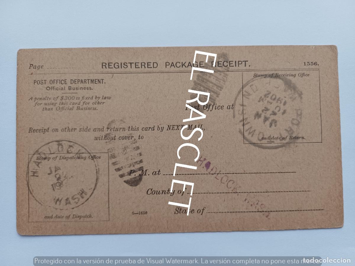 Postales: POSTAL REGISTERED. PACKAGE. RECEIPT - - Foto 1
