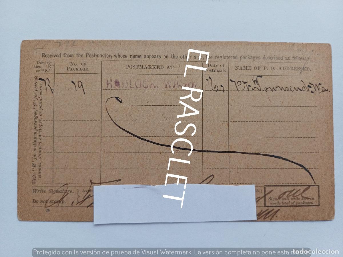 Postales: POSTAL REGISTERED. PACKAGE. RECEIPT - - Foto 2