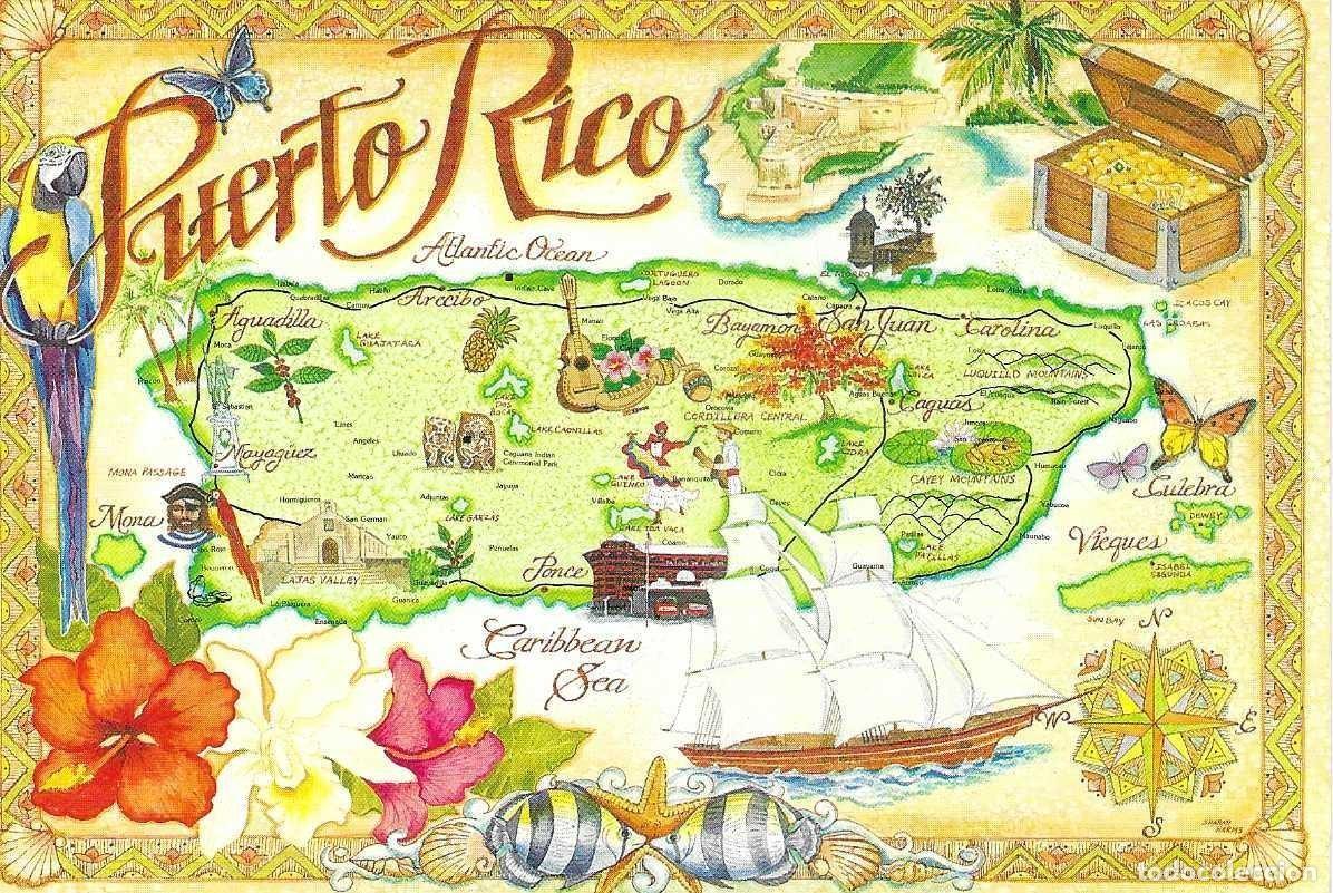 Postales: PUERTO RICO - POSTAL MAPA - Foto 1