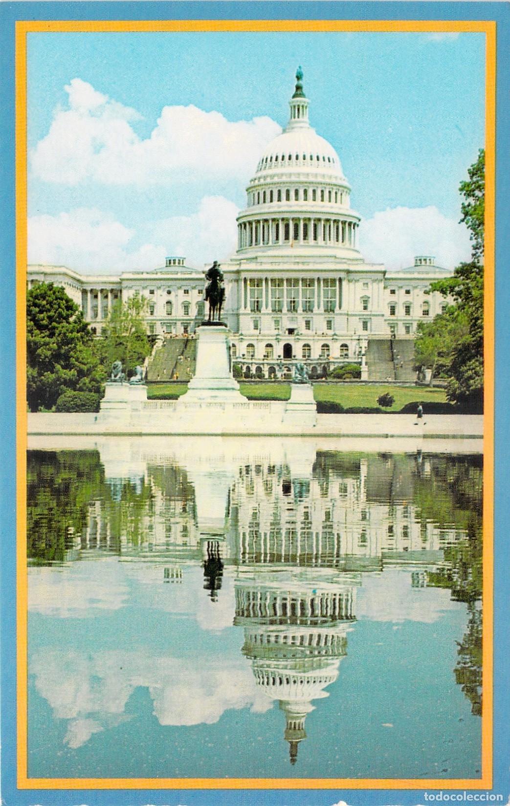 Postales: Postal Washington DC: Edificio Capitolio de EE. UU. con Reflejo en Agua - Foto 1