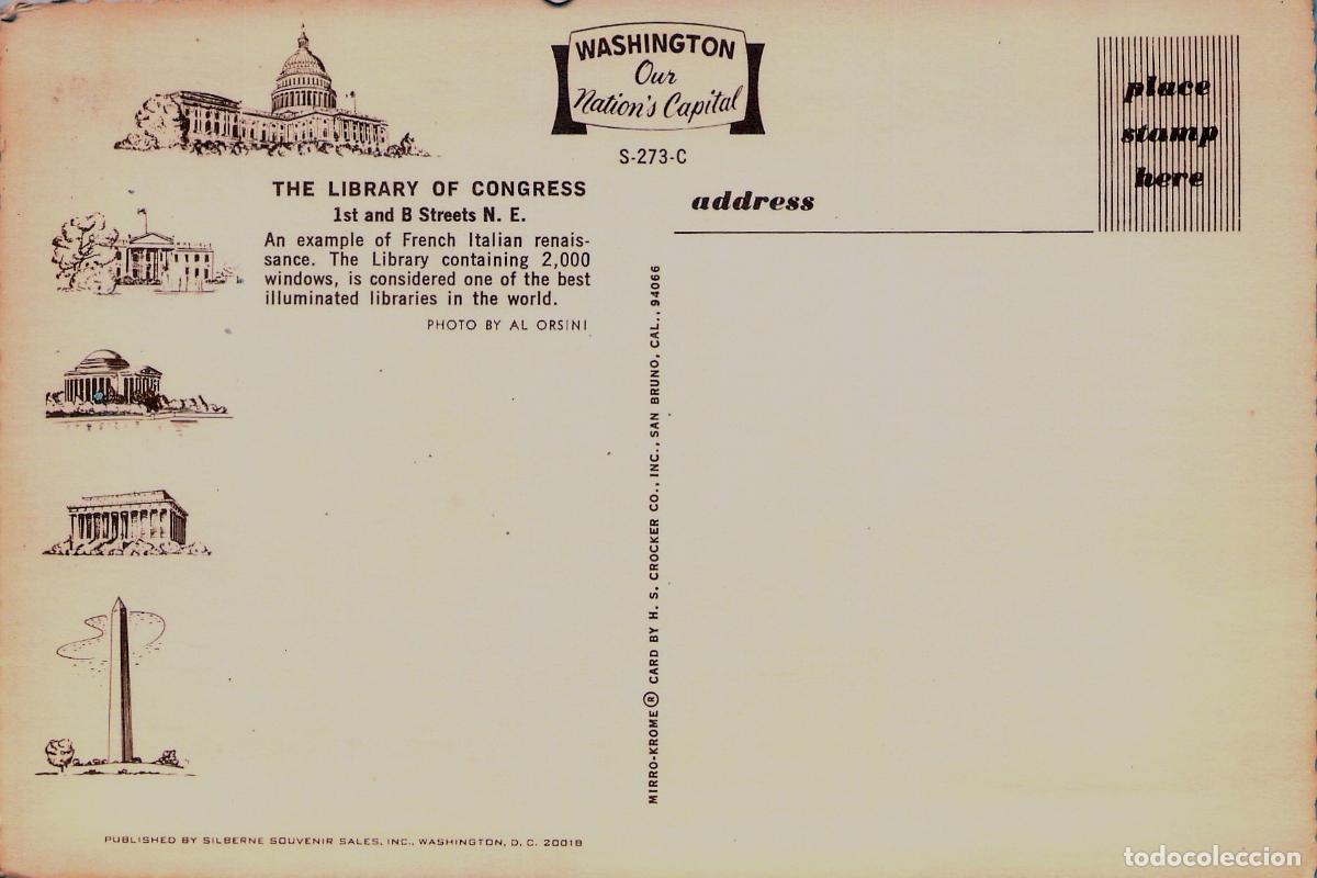 Postales: Postal Washington DC Biblioteca del Congreso, Edificio Thomas Jefferson, Arquitectura - Foto 2