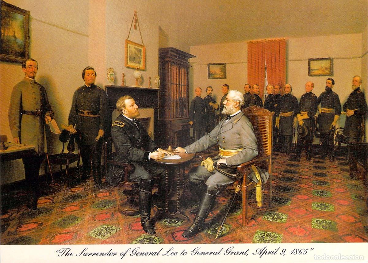 Postales: Postal de la Rendici&oacute;n del General Lee al General Grant en Appomattox - Foto 1