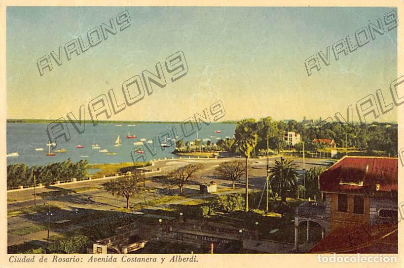Cartes Postales: Postal de la Ciudad de Rosario de Argentina 1957 - Avda. Costanera y Alberdi - Escrita