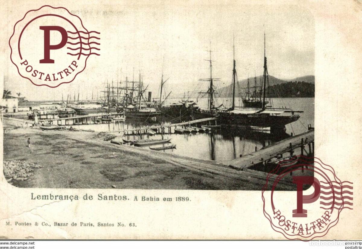 Postkarten: lembranca de santos a bahia om 1889 BRASIL BRAZIL. crack see scan