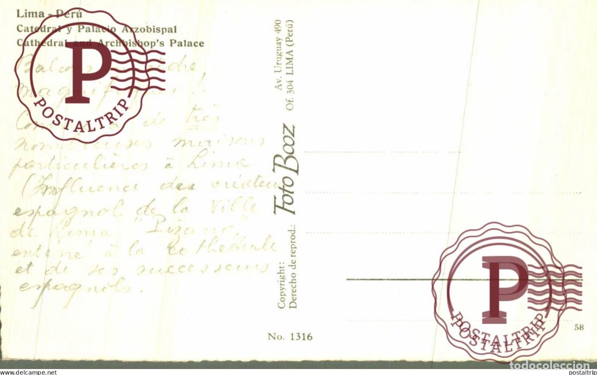 Postales: PERU. LIMA. CATEDRAL Y PALACIO ARZOBISPAL. - Foto 2